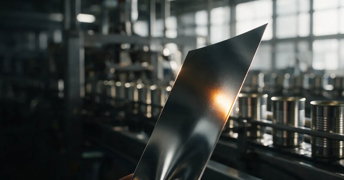 Tinplate sheet entering a can body line